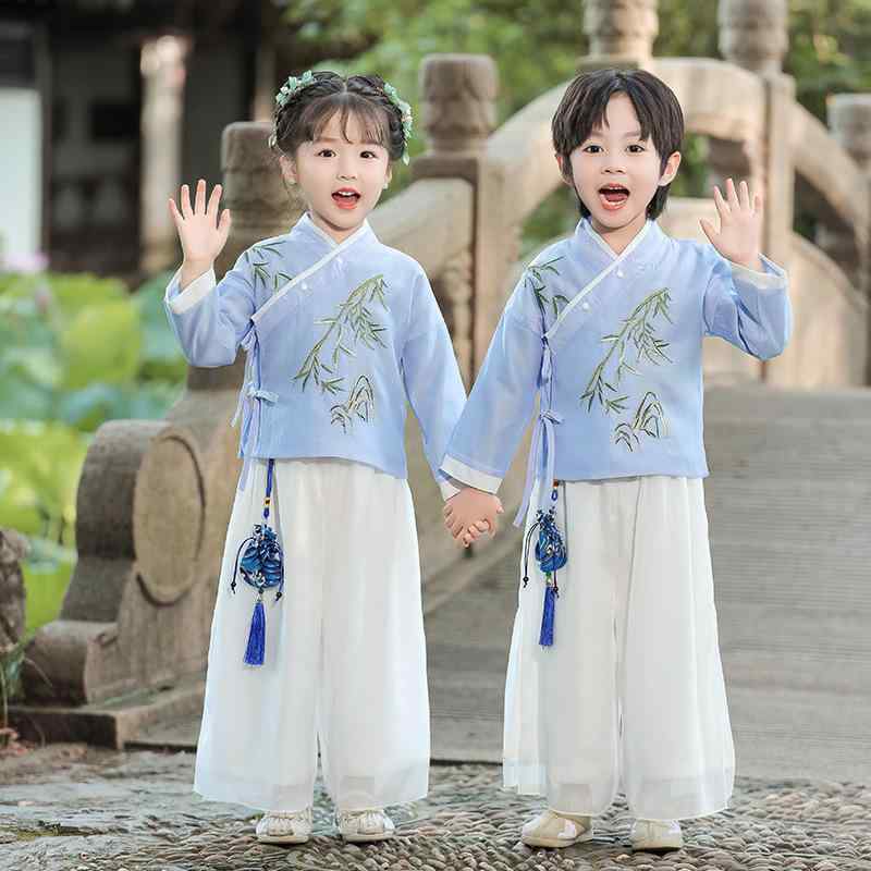 唐装 キッズ チャイナドレス セットアップ 子供 長袖 男の子 女の子 秋 民族衣装 コスチューム 発表会 衣装 舞台 ステージ イベント 和風