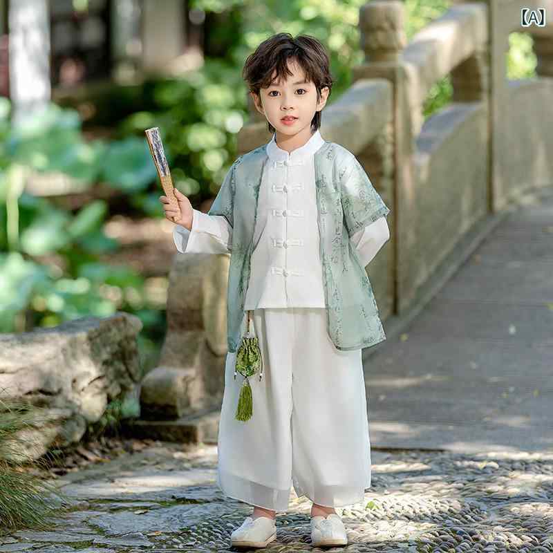 唐装 キッズ 男の子 長袖 春秋 漢服 民族衣装 中国風 コットン 柔らかい 子供服 発表会 演劇 お出かけ カジュアル