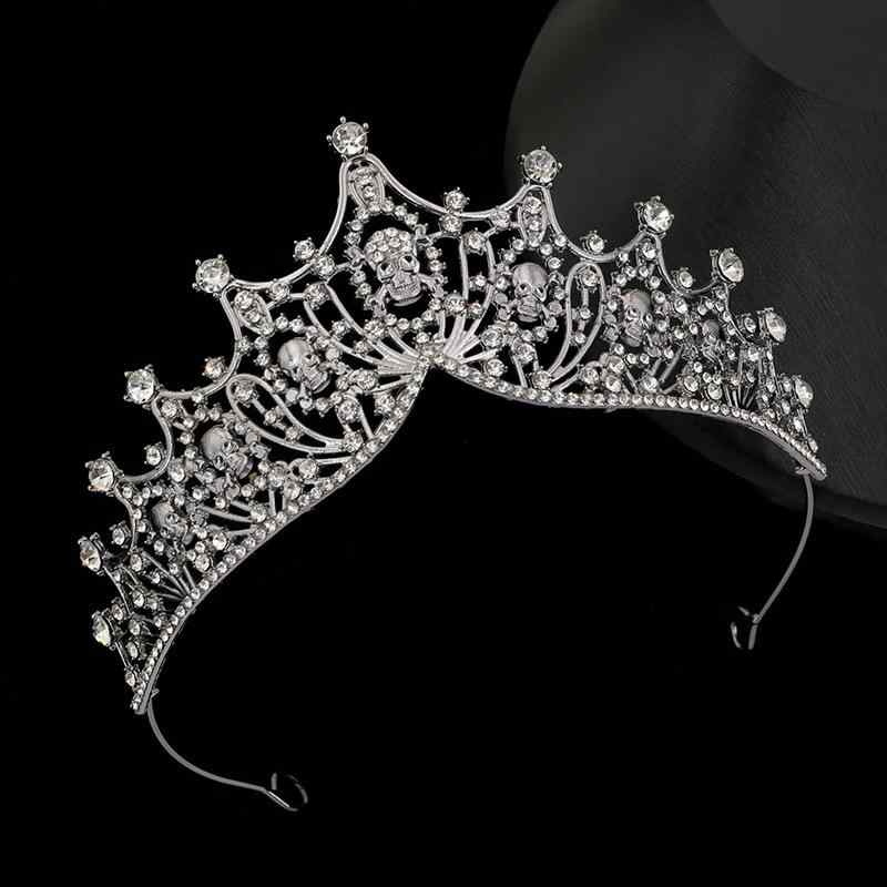 カチューシャ レディース ハロウィン 髑髏 クラウン アンティーク風 王冠 ヘアアクセサリー ブライダル ウェディング 花嫁 花童 発表会 写真撮影 イベント 電気メッキ加工