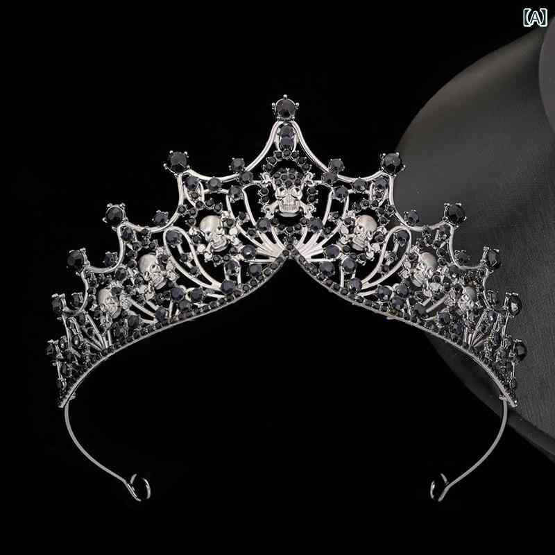 bloomelierのカチューシャ レディース ハロウィン 髑髏 クラウン アンティーク風 王冠 ヘアアクセサリー ブライダル ウェディング 花嫁 花童 発表会 写真撮影 イベント 電気メッキ加工｜アングル2