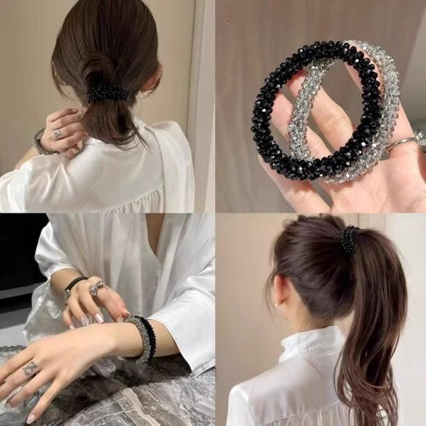 ・カテゴリ: ヘアゴム・素材: 混合素材・カラー展開: ブラック、シルバー、シャンパン、ブラウン・デザイン: グリッター・スタイル: カジュアル、韓国風、クリーン、スウィート・タイプ: 高弾力・デザイン要素: スター、グリッター