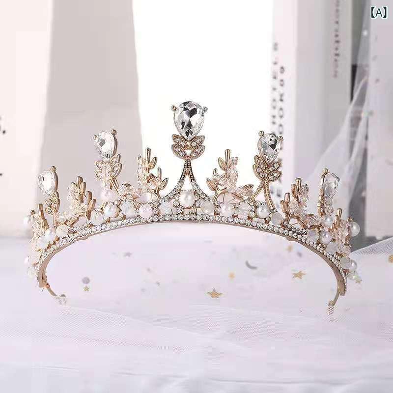 bloomelierのカチューシャ キッズ 女の子 ティアラ 皇冠 ヘアアクセサリー クラウン プリンセス キラキラ ジュエリー ラインストーン 手作り DIY パーティー 誕生日 発表会 記念写真 電気メッキ加工 かわいい おしゃれ ゴールド シルバー｜アングル2