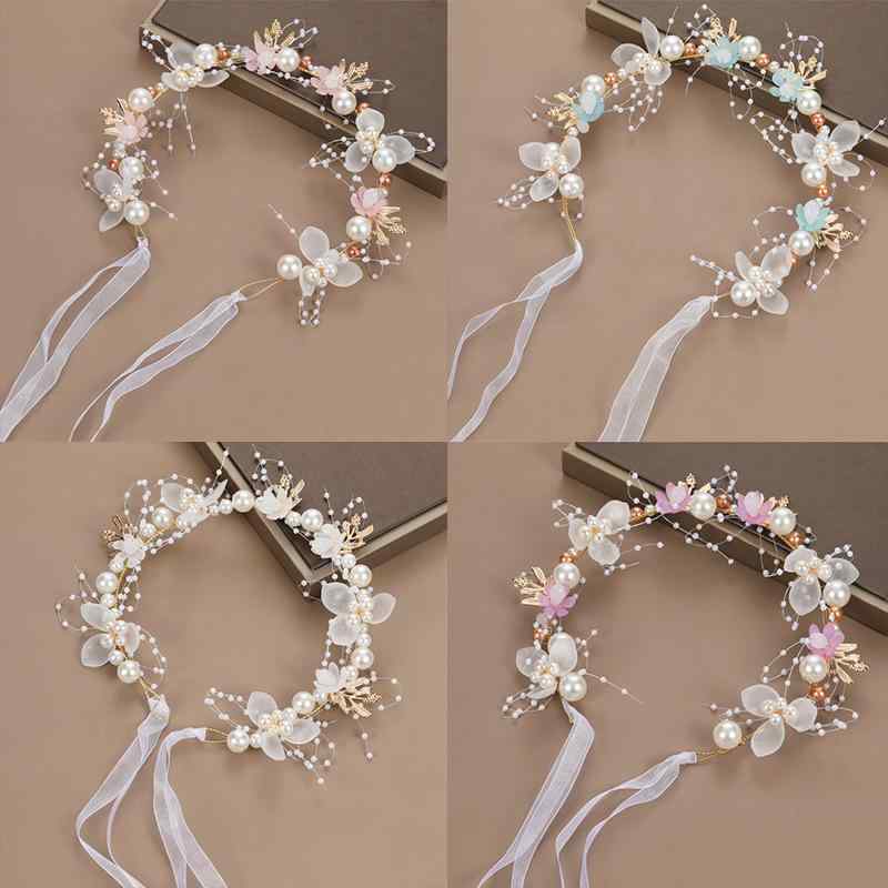 カチューシャ キッズ 女の子 花冠 ヘアアクセサリー ヘッドドレス 髪飾り パール 発表会 結婚式 ティアラ プリンセス フォーマル 誕生日 ドレス ホワイト ピンク