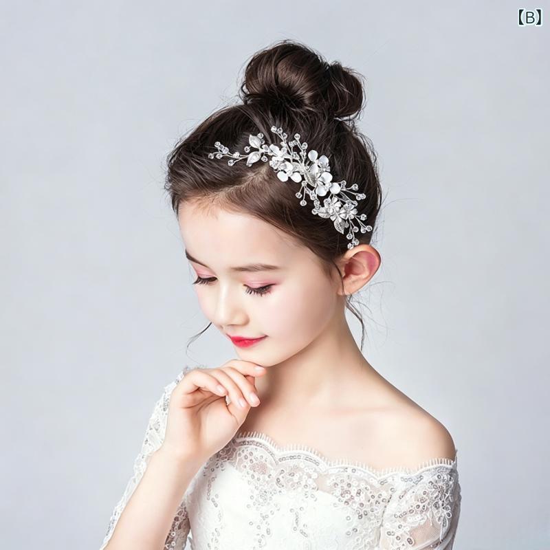 bloomelierのヘアアクセサリー キッズ 女の子 髪飾り 高級感 プリンセス ティアラ フラワー かんざし サイドクリップ フォーマル 発表会 ピアノ ダンス ドレス お呼ばれ｜アングル3