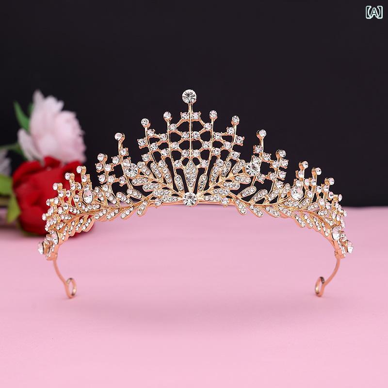 bloomelierのティアラ レディース ヘアアクセサリー クラウン クリスタル 王冠 合金 電気メッキ キラキラ お祝い 発表会 結婚式 二次会 髪飾り パーティー ウエディング ヘッドドレス｜アングル2