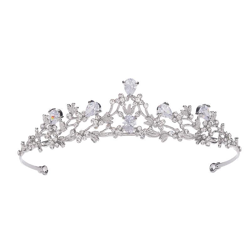 ヘアアクセサリー レディース 髪飾り 皇冠 クラウン ティアラ ウェディング 結婚式 花嫁 ブライダル 披露宴 フォーマル ドレス キラキラ ジルコニア ラインストーン 上品 エレガント キュート プレゼント