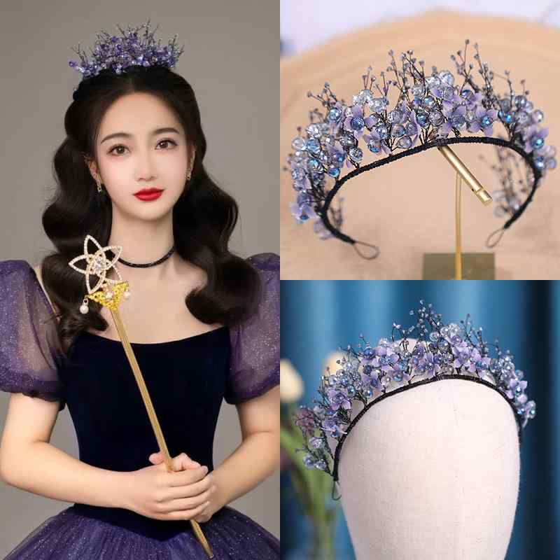 ティアラ レディース 耳飾り セット 紫 水晶 クラウン 髪飾り ヘアアクセサリー ウェディング 結婚式 ブライダル 花嫁 プリンセス 発表会 フォーマル ドレス用 パーティー 高級感 キラキラ