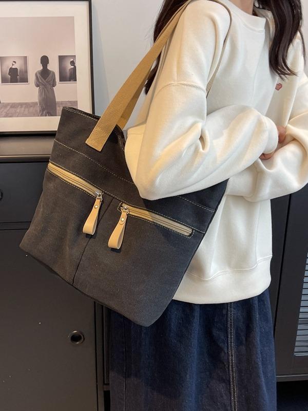 ・カラー展開: グレー、ブラック、コーヒー・サイズ: 縦31cm×横38cm×マチ13cm・スタイル: アーバンシンプル・主な素材: キャンバス・バッグサイズ: 大・用途: カジュアル、旅行・デザイン要素: パッチワーク・裏地素材: ポリエステル・バッグの形状: 縦型スクエア・開閉方法: ファスナー・内部構造: 携帯電話ポケット、ファスナー付き仕切りポケット・外袋の種類: 内オープンポケット・硬度: やや柔らかめ・ストラップ本数: 2本