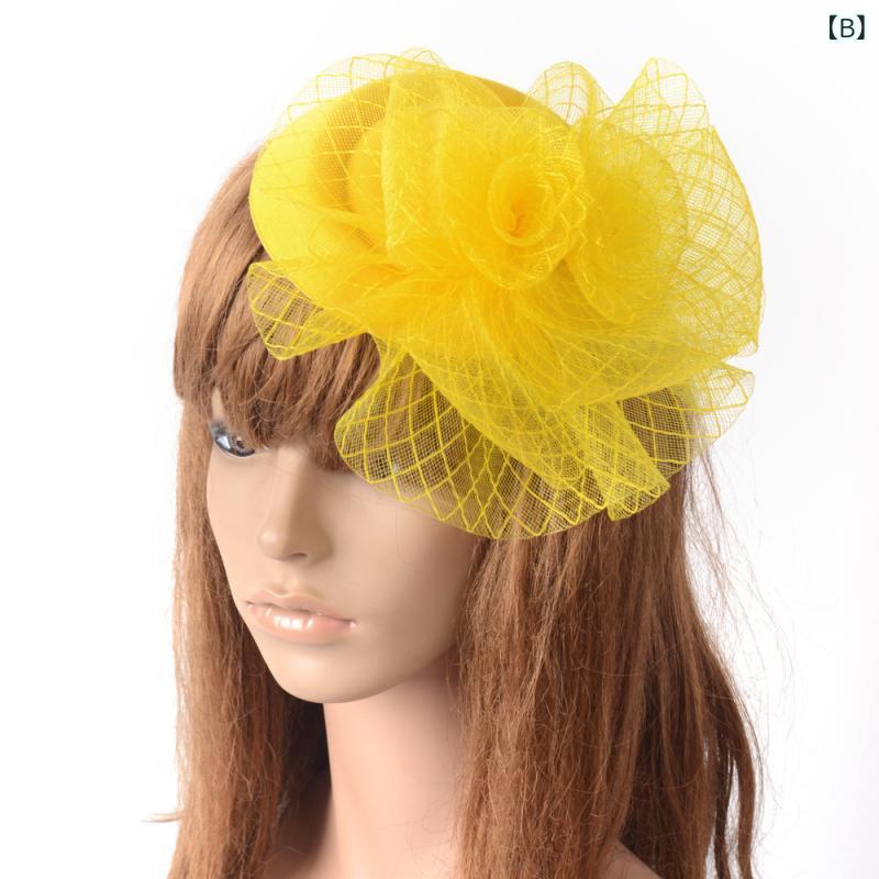 bloomelierのヘアアクセサリー レディース ミニハット 髪飾り カクテルハット ヘッドドレス メッシュ チュール レトロ フェザー 羽根 クリップ フォーマル パーティー 結婚式 二次会 披露宴 謝恩会 発表会 演奏会 舞台｜アングル3