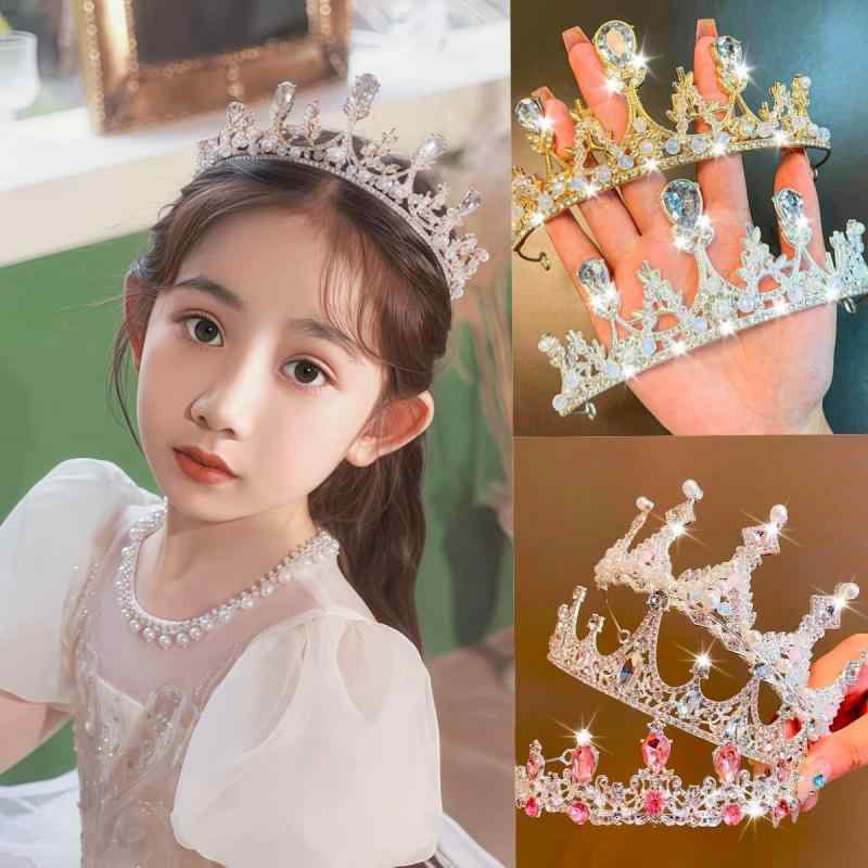 カチューシャ キッズ 女の子 ティアラ 王冠 クラウン クリスタル キラキラ 電気メッキ加工 ヘアアクセサリー プリンセス 子供用 フォーマル 結婚式 発表会 誕生日 記念写真 パーティー 高級感