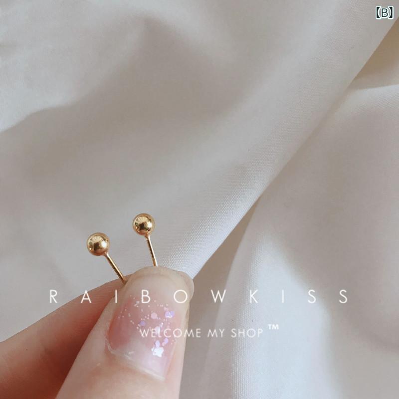 bloomelierのピアス レディース 金属アレルギー対応 付けっぱなし 小さめ ゴールド 丸玉 3mm 電気メッキ加工 シンプル カジュアル 通勤用 アクセサリー｜アングル3