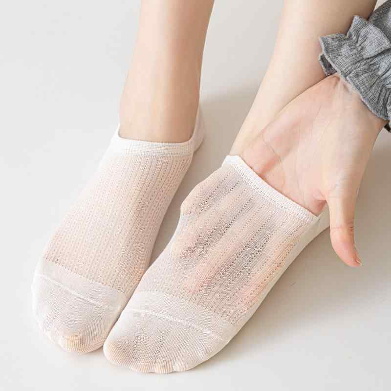靴下 レディース 春夏 薄手 メッシュ ローカット フットカバー 脱げない 滑り止め シリコン 吸汗 速乾 通気性 蒸れない シンプル 浅履き 5足セット 無地