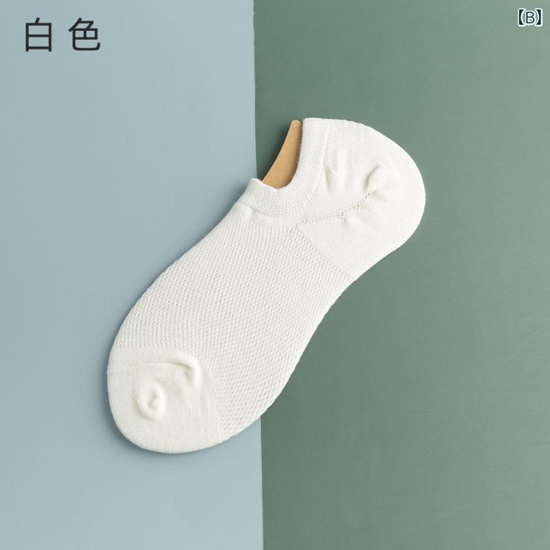 bloomelierの靴下 メンズ フットカバー 薄手 メッシュ 接触冷感 吸汗速乾 脱げない シリコン 滑り止め 蒸れない ショートソックス 5足セット｜アングル3