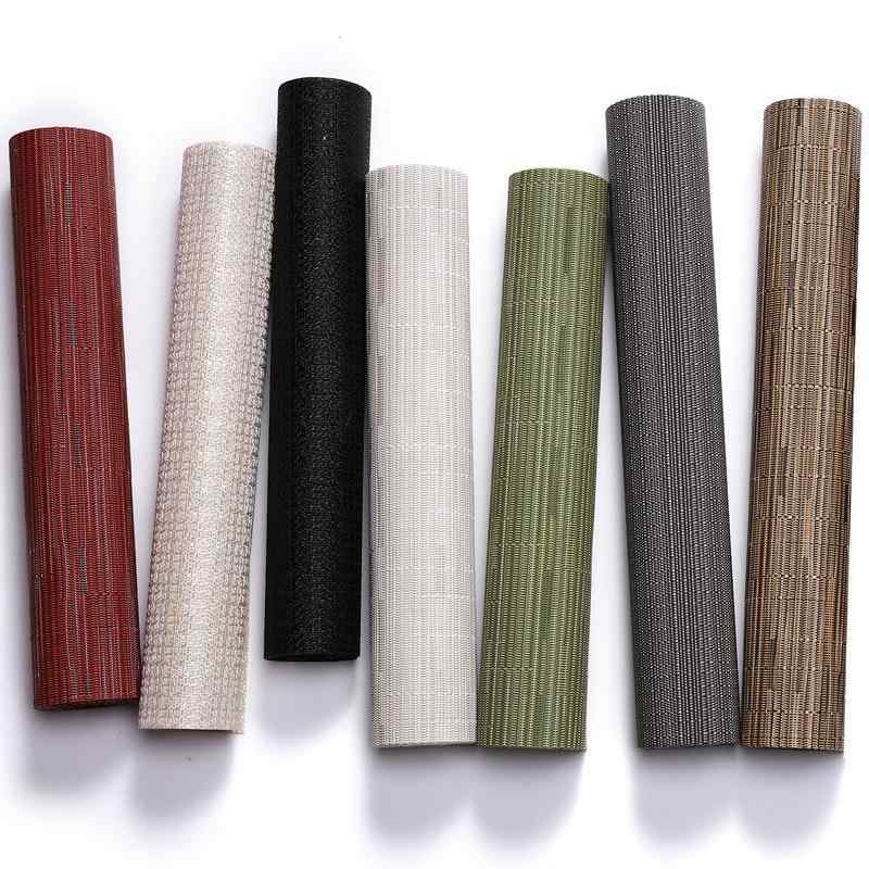 テーブルランナー テーブルセンター PVC 防汚 撥水 断熱 竹目調 織物 135 180 225 無地 和モダン シンプル ダイニング キッチンマット