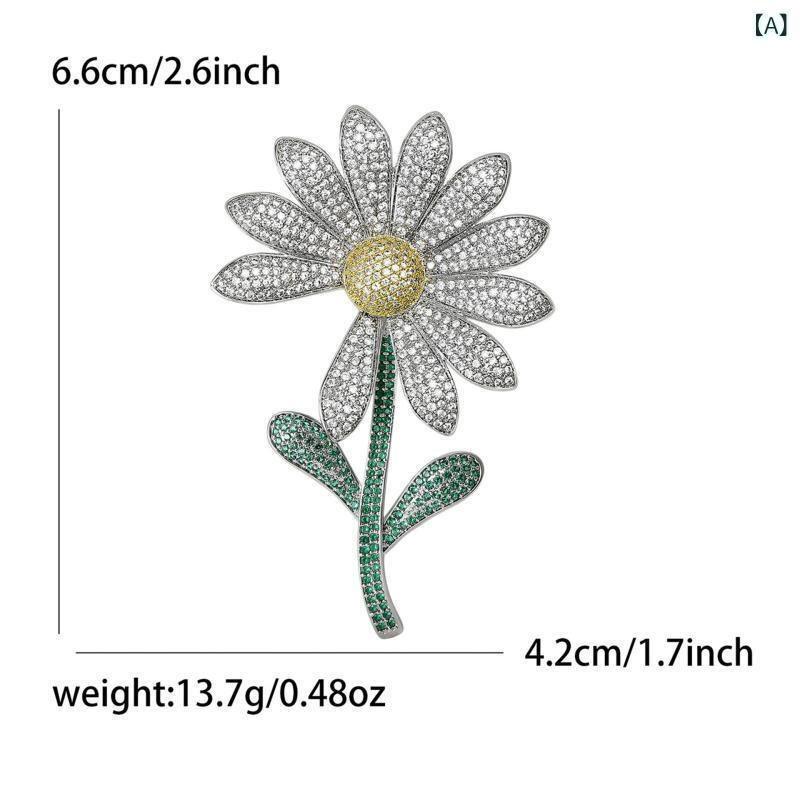 ブローチ レディース デイリー フラワー 花 輝く ジルコニア 華やか キラキラ 胸飾...