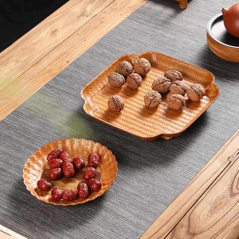 フルーツバスケット 竹編み 大漆 漆塗り 手編み レトロ 和風 和食器 菓子器 果物入れ 小物入れ トレイ おしゃれ 収納バスケット 伝統工芸