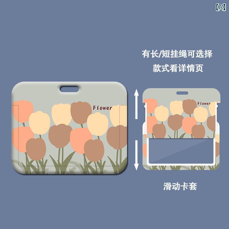 bloomelierのカードケース レディース キッズ チューリップ パスケース かわいい 社員証 定期入れ IDカードホルダー バスカード 通学 通勤 スライド式 ハードケース 軽量 縦型 横型｜アングル2