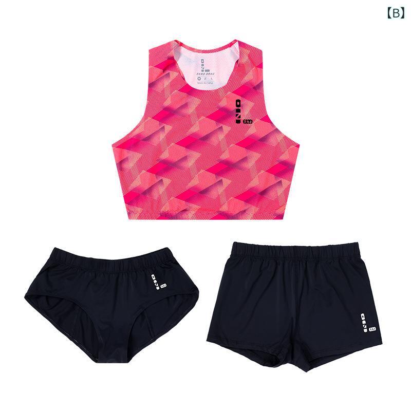 bloomelierのトレーニングウェア キッズ 女の子 吸汗速乾 伸縮性 ランニングウェア 陸上競技 セパレート ショートパンツ スポーツウェア 半袖｜アングル3