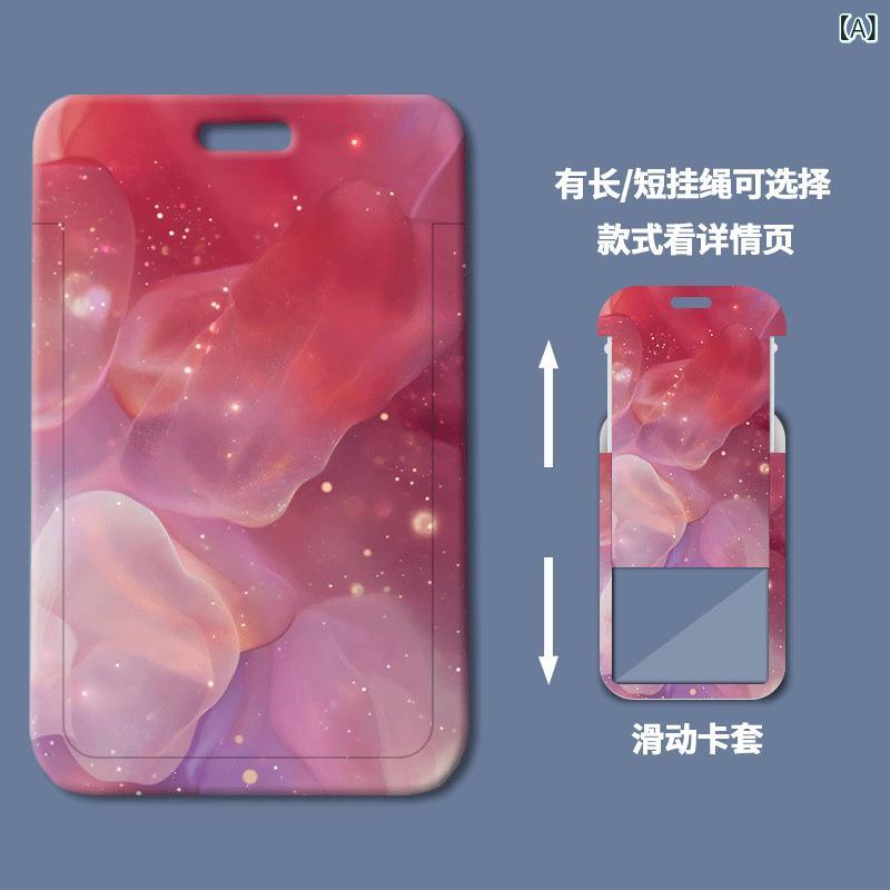 bloomelierのカードケース 学生 キッズ パスケース スライド式 クリア窓付き 名札入れ 定期入れ ICカードホルダー 社員証入れ 縦型 かわいい ラメ 軽量 プラスチック｜アングル2