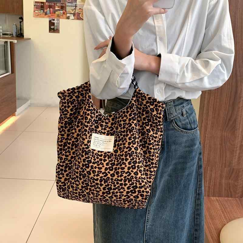 トートバッグ レディース コーデュロイ ヒョウ柄 大容量 コーデュロイ 肩掛けバッグ 縦型 スクエア 通勤 通学 おしゃれ