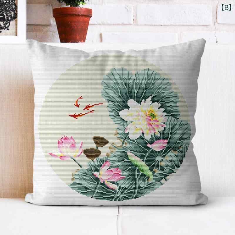 bloomelierのクッションカバー チャイナモダン 刺繍キット クロスステッチ 三面開き 接触冷感 おしゃれ インテリア ファブリック アジアン エスニック｜アングル3