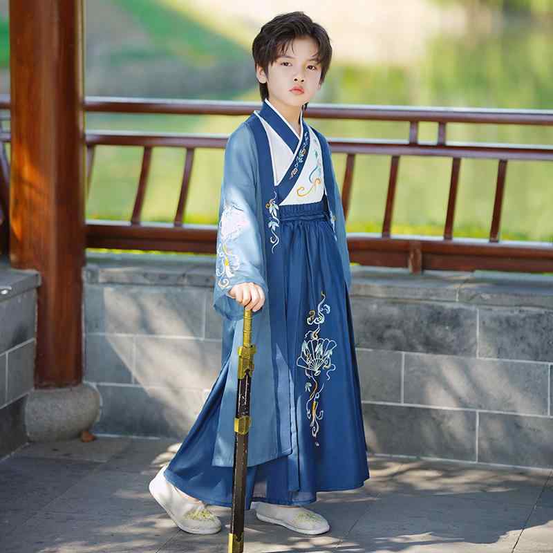 ・柄: 無地・生地加工: 柔軟処理・要素: セットアップ・着用対象: ユニセックス・生地: シフォン・主な素材: ポリエステル・スタイル: チャイナ風・厚み: 普通・カラー展開: 文竹扇、文竹扇+扇子、文竹扇+佩剣・対応身長: 110cm、120cm、130cm、140cm、150cm、160cm、170cm、180cm・タイプ: 唐装・対応年齢: 3〜8歳（100〜140cm）・カテゴリ: 子供用旗袍・唐装・民族衣装