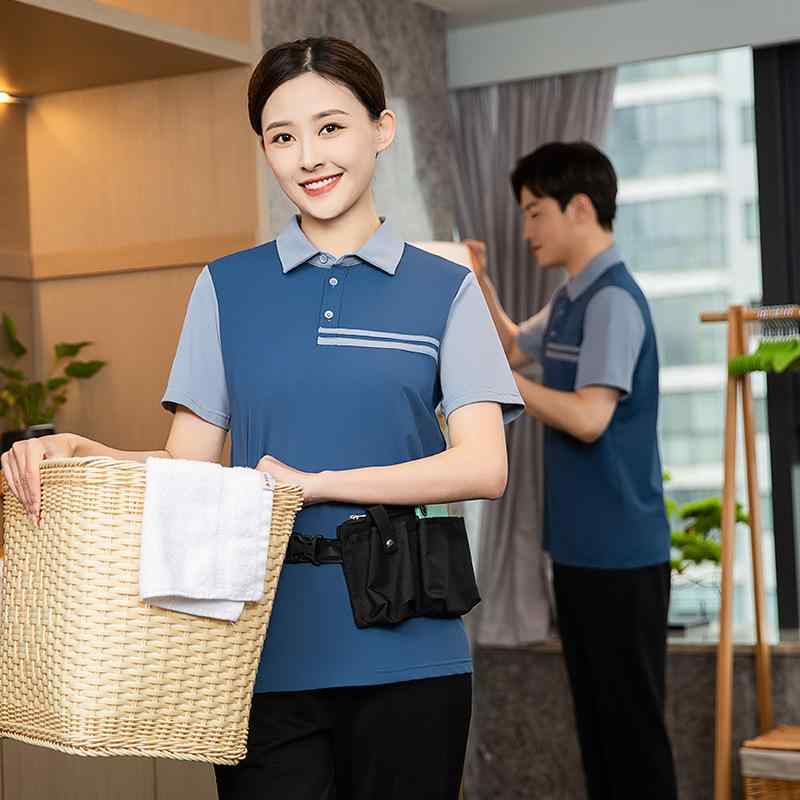 Tシャツ 半袖 作業服 メンズ レディース 吸湿排汗 春夏秋冬 ホテル 清掃員 病院 ビルメンテナンス 介護 動きやすい ワークウェア