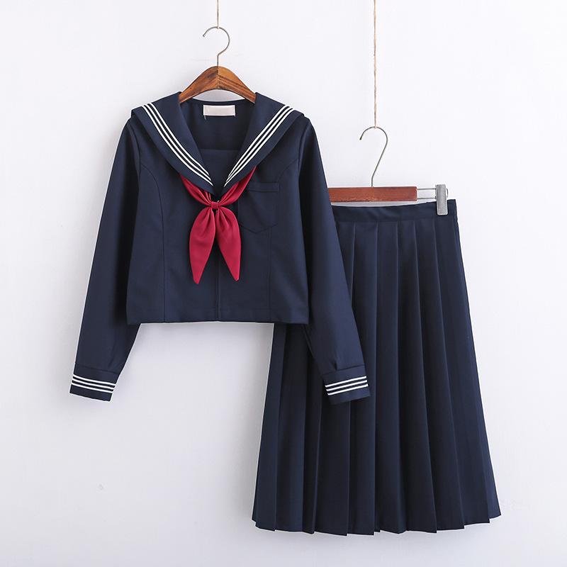 セーラー服 レディース JK制服 プリーツスカート リボン 半袖 長袖 通学 スクール 定番 ネイビー 春夏秋冬