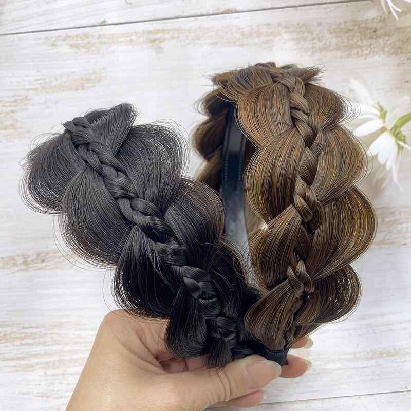 カチューシャ レディース ウィッグ風 三つ編み 幅広 痛くない 滑り止め付き コーム ヘアアレンジ 簡単 普段使い ボリュームアップ ヘアアクセサリー