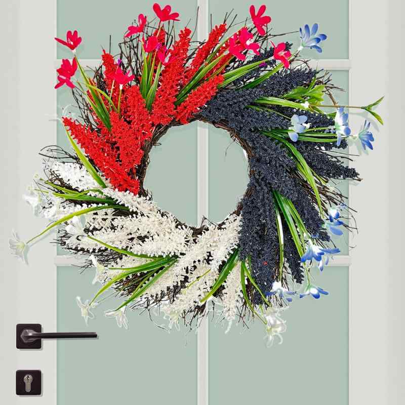 ・カテゴリ: 花環・カラー: 独立記念日麦の穂花環・素材: プラスチック・サイズ: 45cm・スタイル: アメリカン・加工技術: ハンドメイド
