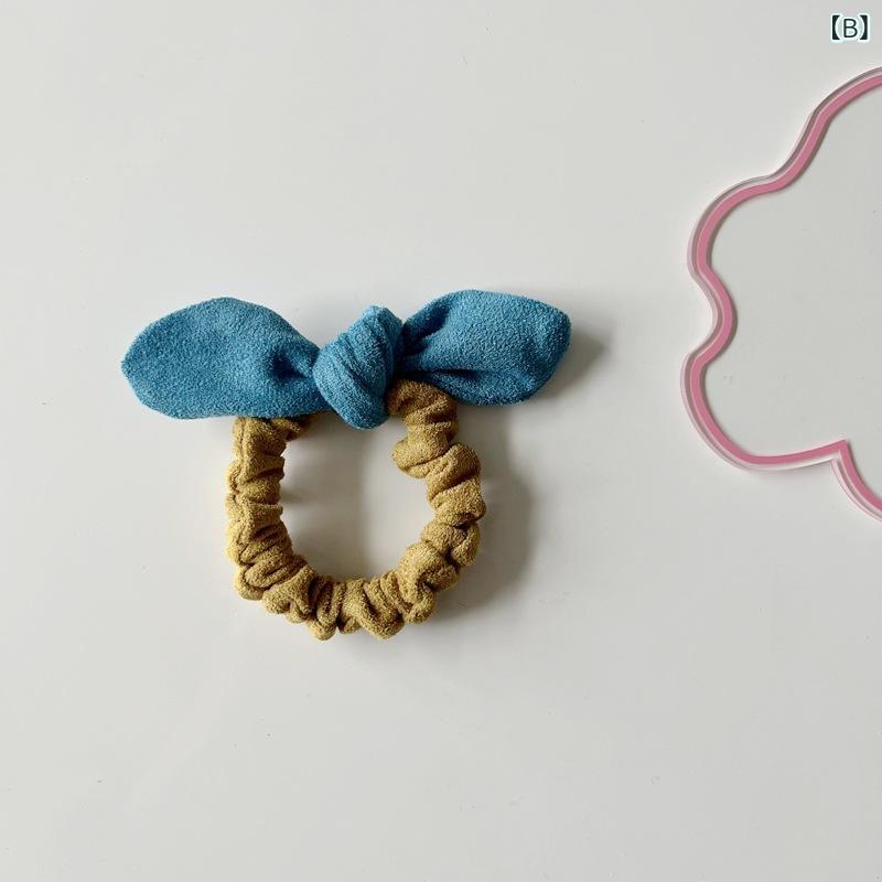 bloomelierのヘアゴム キッズ 女の子 髪ゴム 蝶結び バイカラー フェイクスエード 髪留め 髪飾り ヘアアクセサリー かわいい｜アングル3
