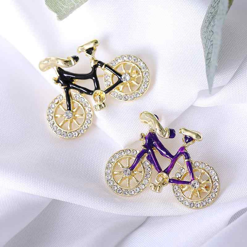 ブローチ 男女兼用 自転車モチーフ ラインストーン パール 合金 エナメルペイント ラペルピン 電気メッキ加工 個性的 シンプル コサージュ