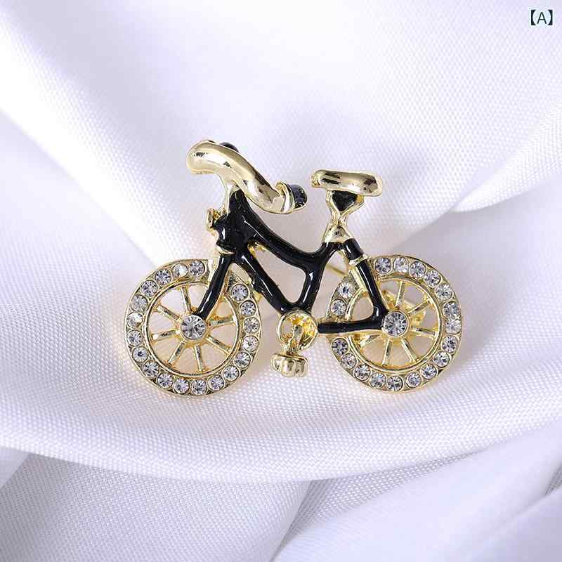bloomelierのブローチ 男女兼用 自転車モチーフ ラインストーン パール 合金 エナメルペイント ラペルピン 電気メッキ加工 個性的 シンプル コサージュ｜アングル2