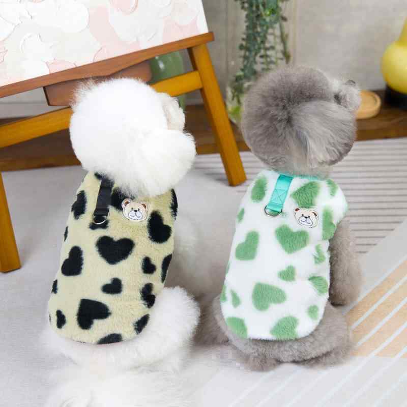 ペット服 小型犬 猫用 秋冬 防寒 暖かい 快適 フリース クマ柄 カジュアル ドッグ...