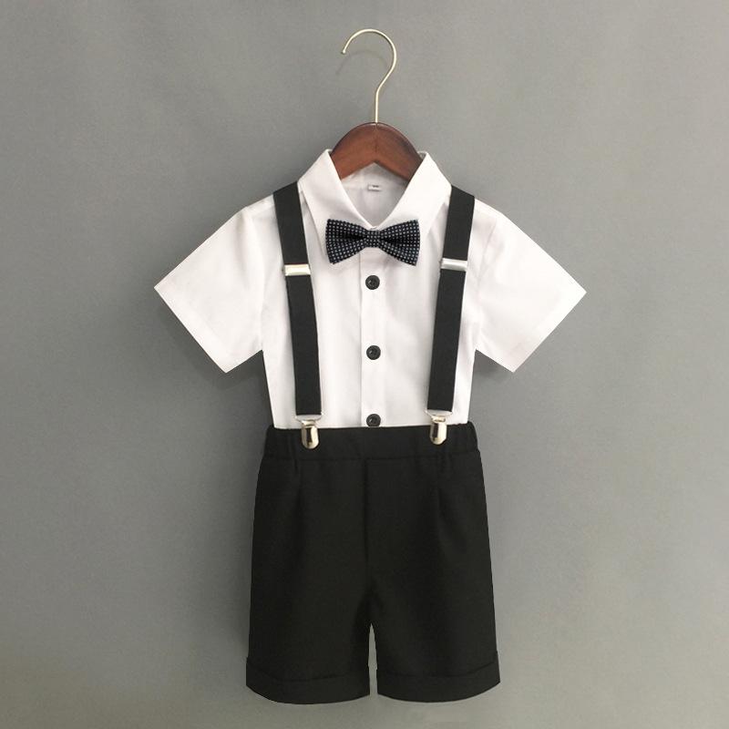 子供服 男の子 サロペット 2点セット フォーマル スーツ キッズ 半袖 シャツ ハーフパンツ 発表会 結婚式 七五三 冠婚葬祭 記念撮影 入園式 卒園式 英国風 おしゃれ