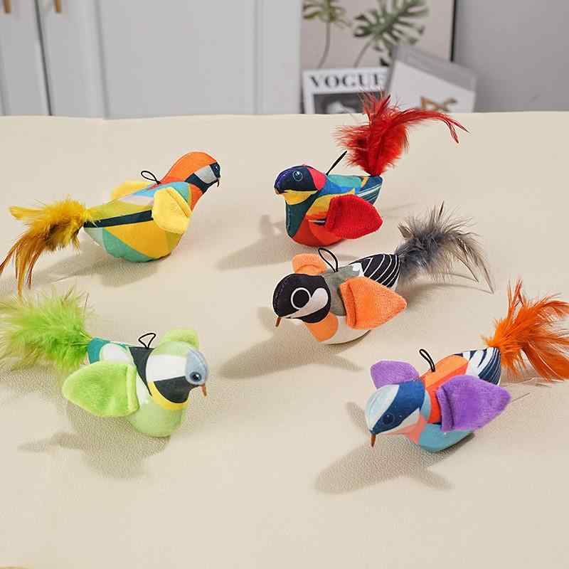 ・素材: ぬいぐるみ、羽毛・カテゴリ: ペット用おもちゃ・機能: 振動発声・カラー展開: レッド、グリーン、イエロー・仕様: 鳴き鳥
