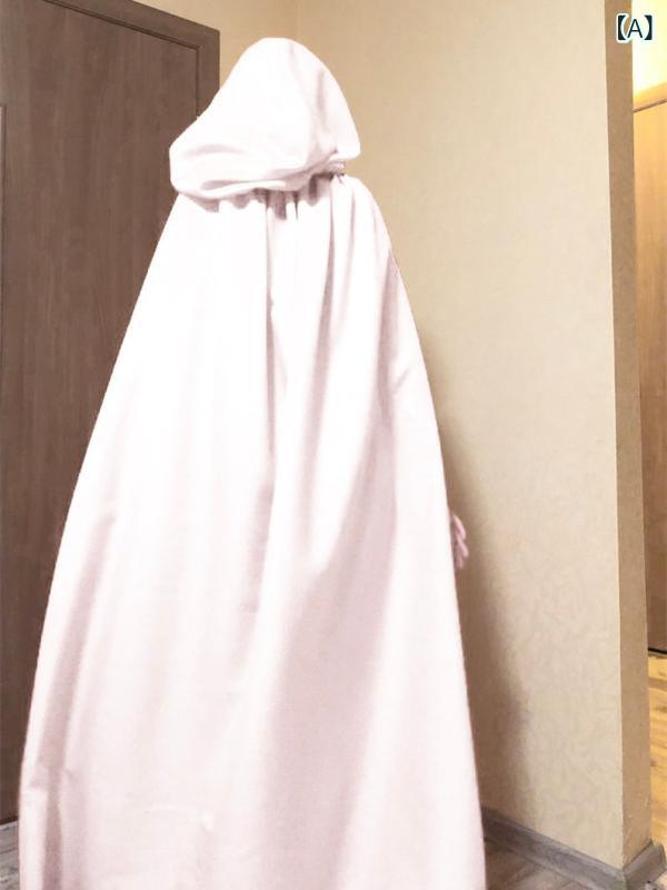 bloomelierのコスチューム レディース ハロウィン 中世 マント フード付き ロング 丈 魔法使い ウィッチ 魔女 仮装 コスプレ 衣装 舞台 演劇 パーティー イベント｜アングル2