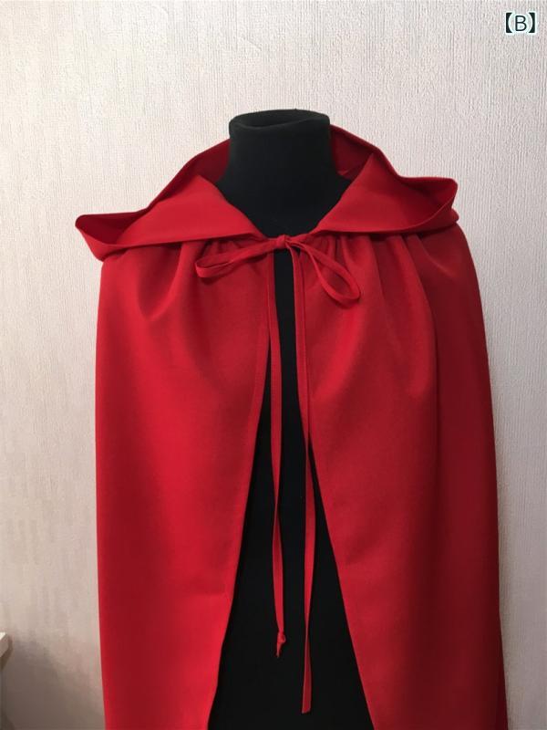 bloomelierのコスチューム レディース ハロウィン 中世 マント フード付き ロング 丈 魔法使い ウィッチ 魔女 仮装 コスプレ 衣装 舞台 演劇 パーティー イベント｜アングル3