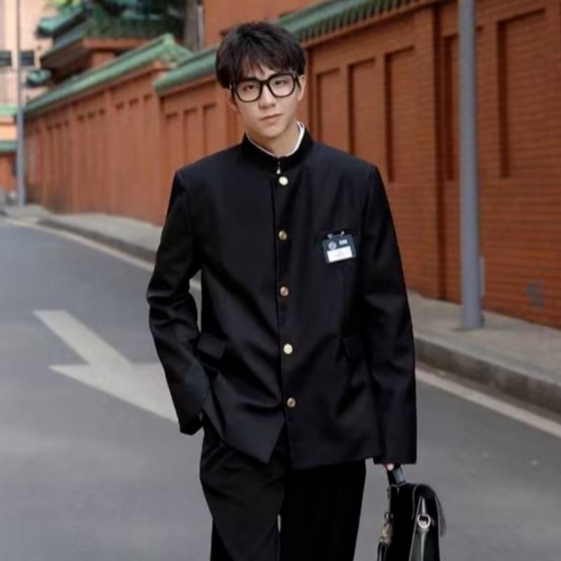 ジャケット メンズ レディース 中山装 学ラン 学生服 ブレザー テーラードジャケット 立立 スタンドカラー シングルボタン ゆったり 無地 長袖 スクール 制服 アウター 春秋