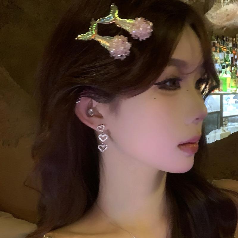 ヘアクリップ レディース マーメイド パール ダッカールクリップ 高級感 フェイクパール ブルー ピンク 2個セット 髪留め 髪飾り 上品 かわいい フェミニ ヘアアクセサリー フェミニン 韓国風