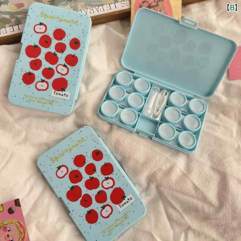 コンタクトレンズケース 6ペア収納 コンパクト フルーツ柄 ミニ鏡付き 持ち運び ポータブル 詰め合わせ カラーコンタクト 保存容器 旅行 出張 bloomelier-10664387 bloomelier サンプル画像3