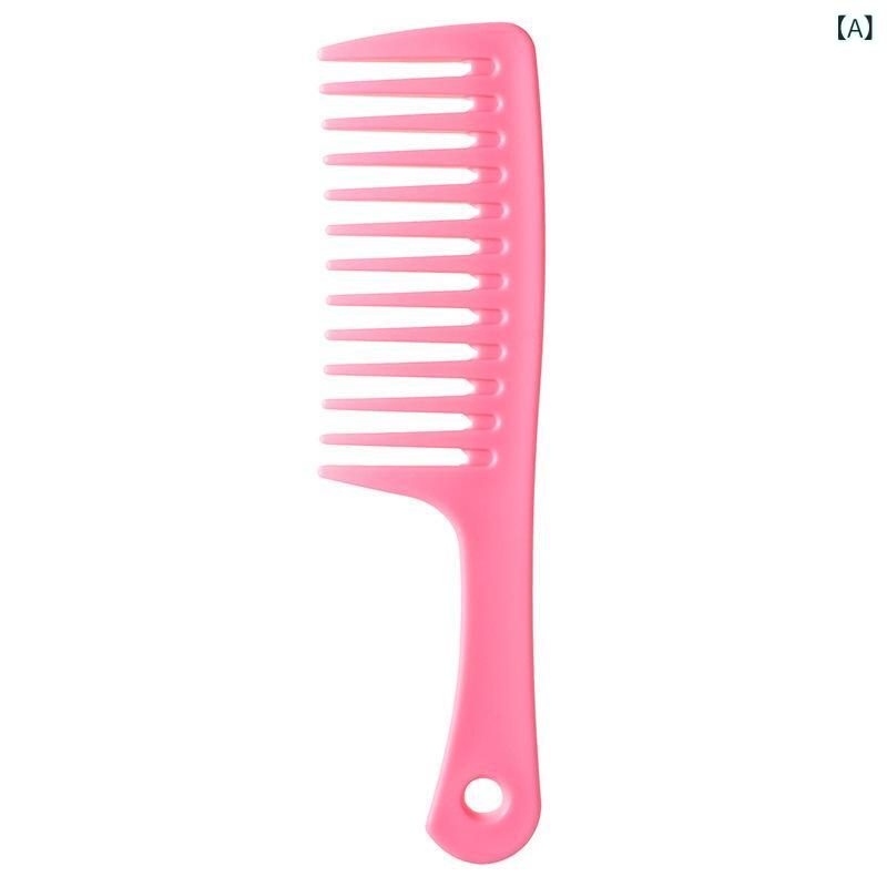 ヘアコーム レディース 広歯 コーム 粗め 艶髪 ブラシ ウェーブ ヘアケア 持ち手付...