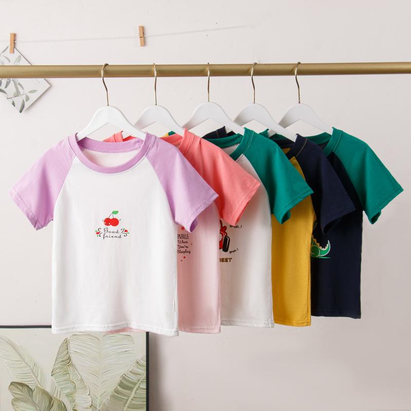・カテゴリ: 子供用Tシャツ・対象性別: 男女兼用・スタイル: 韓国風・フード: なし・袖丈: 半袖・対象年齢: 3歳以上（身長100cm以上）・生地加工: 柔軟加工・柄: 動物、アニメ、キャラクター、英字、プリント・主な素材: 綿 ・ネックライン: クルーネック・機能: 吸湿速乾・カラー展開: ホワイト（チェリー）、イエロー（タイガー）、ピンク（ガール）、ホワイト（カー）、ブラック（ダイナソー）・サイズ展開: 100cm、110cm、120cm、130cm、140cm、150cm、160cm、170cm