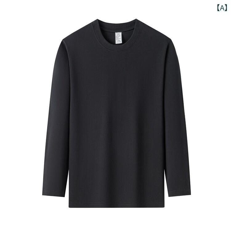 T-shirt de mangas largas hombres señoras pesadas gruesas manos algodón collar de cuero con el cuello redondo ronda T interior suave ventilación casual relajante primavera otoño — vista 2