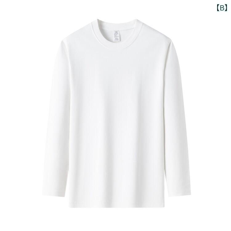 T-shirt de mangas largas hombres señoras pesadas gruesas manos algodón collar de cuero con el cuello redondo ronda T interior suave ventilación casual relajante primavera otoño — vista 3