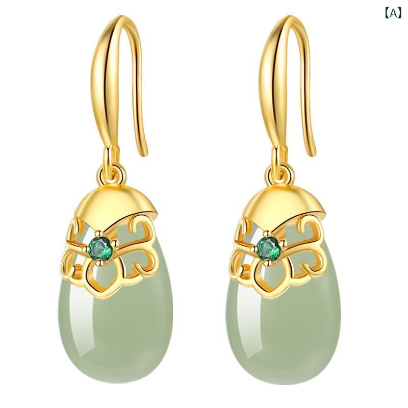 ピアス レディース ドロップ 雫 ティア ドロップ 翡翠風 和田玉風 ジルコニア エスニック レトロ 上品 揺れる フックピアス フープピアス ファッション アクセサリー bloomelier-10718480 bloomelier サンプル画像2