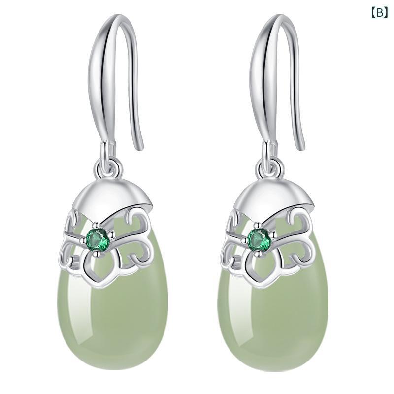 ピアス レディース ドロップ 雫 ティア ドロップ 翡翠風 和田玉風 ジルコニア エスニック レトロ 上品 揺れる フックピアス フープピアス ファッション アクセサリー bloomelier-10718480 bloomelier サンプル画像3