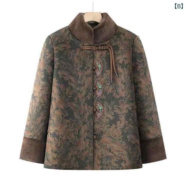 中綿ジャケット レディース 秋冬 防寒 あったか 裏起毛 厚手 保温 アウター ショート丈 シニア 高齢者 お年寄り 祖母 母親 ゆったり 花柄 立ち襟 前開き 大きいサイズ 普段着 防寒着 bloomelier-10745071 bloomelier サンプル画像3