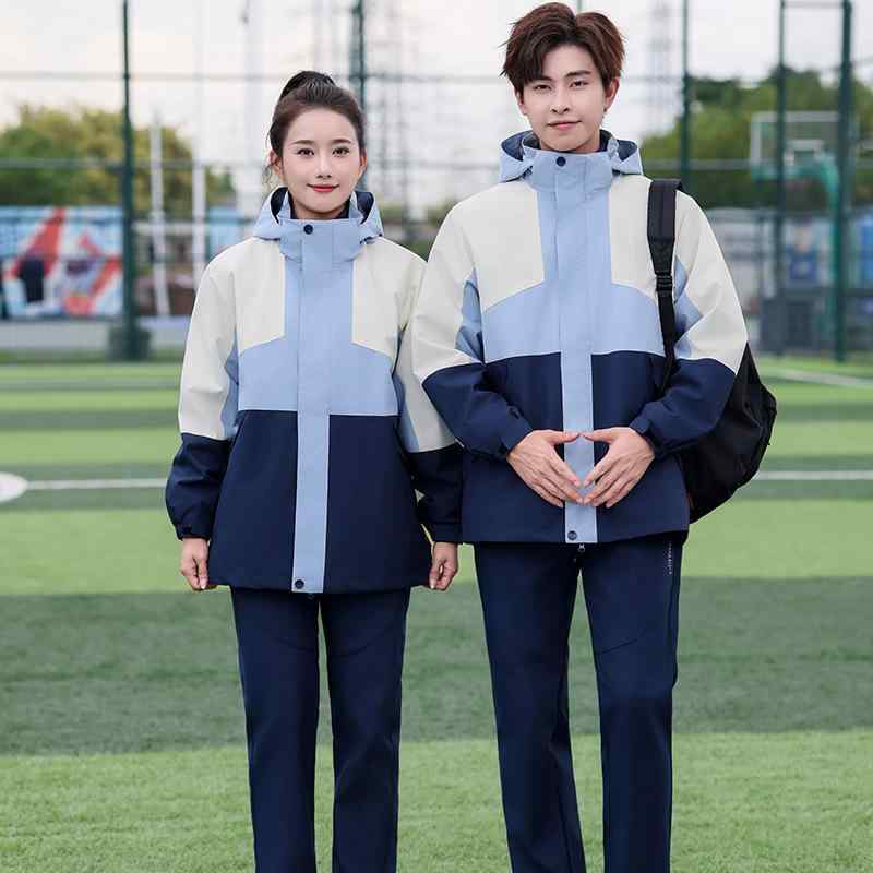 ・カテゴリ: 校服、セットアップ・スタイル: カジュアル・対象年齢: 中高生（8歳以上、140cm以上）・性別: ユニセックス・留め具の種類: ファスナー・デザイン: スポーツ、セットアップ、バイカラー・加工: 柔軟加工・主な素材: ポリエステル・素材の含有率: ・フード: 取り外し可能フード付き・セット内容: 長袖、パンツ・カラー展開: ブルー、オレンジ・サイズ展開: 130cm、140cm、150cm、160cm、165cm、170cm、175cm、180cm、185cm、190cm