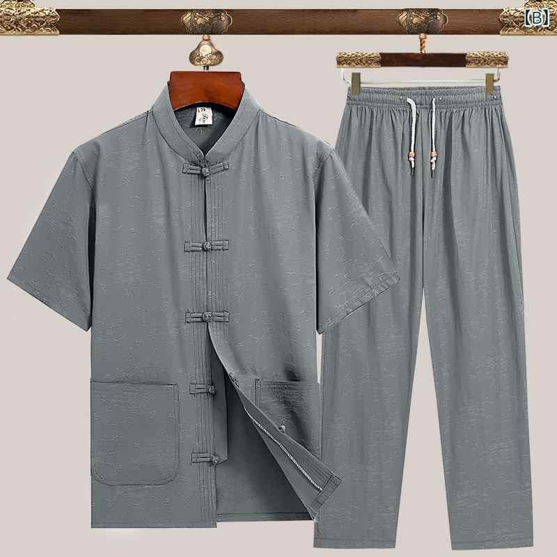 セットアップ メンズ 唐装 チャイナ服 半袖 シャツ パンツ 中華風 シニア 紳士服 薄手 通気性 ゆったり 部屋着 ルームウェア 普段着 敬老の日 父の日 ギフト プレゼント bloomelier-10744232 bloomelier サンプル画像3
